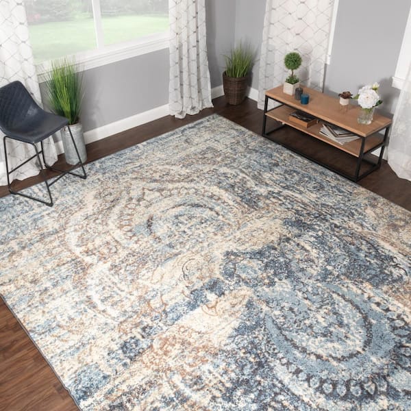Salford Multicolor 10 ft. x 14 ft. Non-Slip Modern Medallion Area Rug