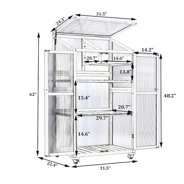 TOPMAX 32 in. W x 23 in. D x 62 in. H Wood Large Portable