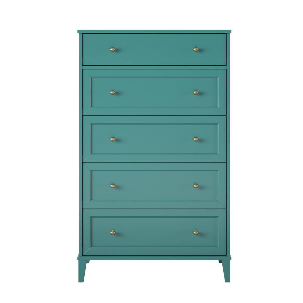 Ameriwood Home Monticello Tall 5 Drawer Dresser, Emerald Green