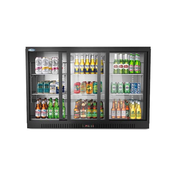 Koolmore 53 in. W 11.3 cu. ft. Commercial 3 Glass Sliding Door Counter Height Back Bar Cooler Refrigerator in Black