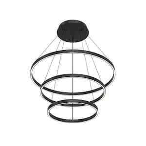 Cerchio 32-in 1 Light 150-Watt Black Integrated LED Chandelier