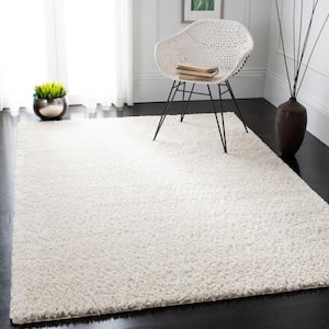 August Shag Ivory 10 ft. x 10 ft. Solid Square Area Rug