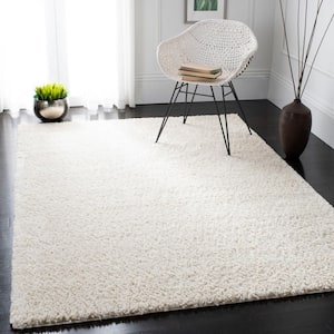 August Shag Ivory Doormat 3 ft. x 5 ft. Solid Area Rug