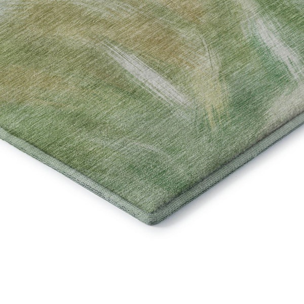 Mayfield Premium Machine Washable Abstract AMF2096 Green 2 ft. x 3 ft. Accent Rug