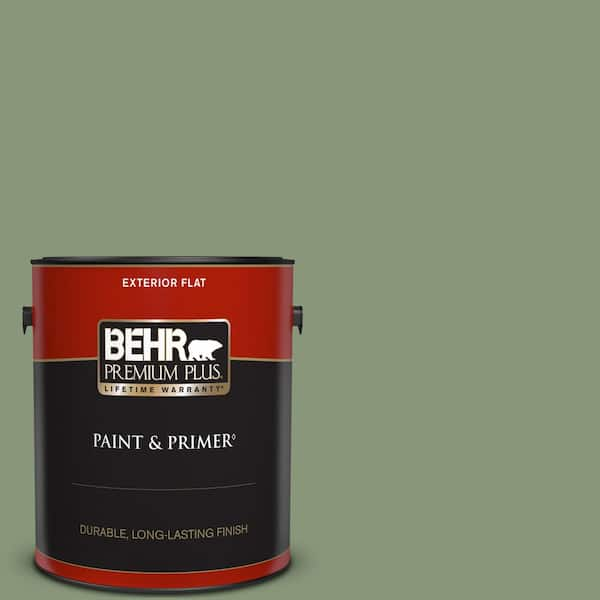 BEHR PREMIUM PLUS 1 gal. #S390-5 Laurel Tree Flat Exterior Paint & Primer