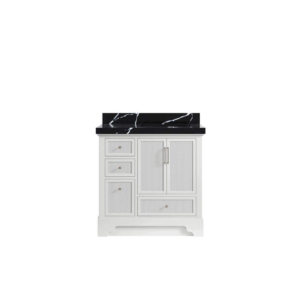 Alys 36 in. W. x 22 in. D x 36 in. H Single Right Offset Sink Bath Vanity in White with 2 in. Calcutta Black Qt. Top price history on PriceWatchPro
