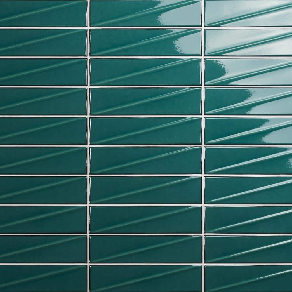 Ivy Hill Tile Rhythm Emerald Green 2.99 in. x 12 in. Glossy Ceramic ...