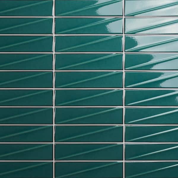 Ivy Hill Tile Rhythm Emerald Green 2.99 in. x 12 in. Glossy Ceramic Subway Wall Tile (4.99 sq. ft./Case)