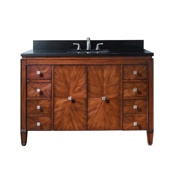 Avanity Brentwood 49 in. Single Sink New Walnut Bath Vanity with Black Granite Top