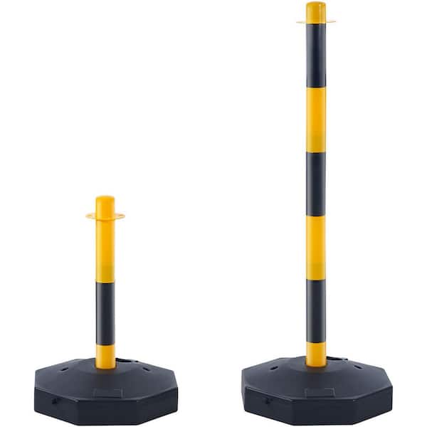 Adjustable Traffic Delineator Post Cones, 4 Pack, Traffic Safety Delineator Barrier with Fillable Base 8FT Chain