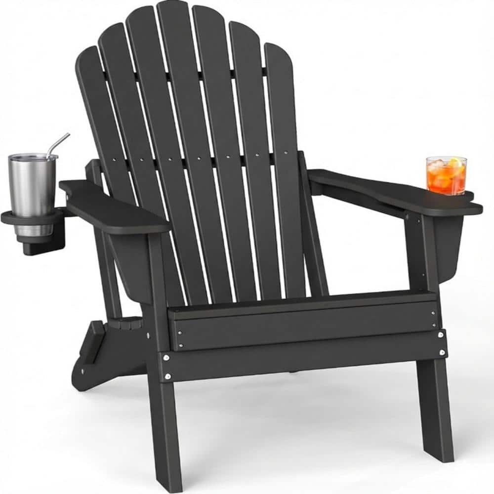 Upgraded Folding All-Weather HDPE Adirondack Chair with Dual Cup Holders, 37.8 in. Extra High Back & Reinforced Seat price history on PriceWatchPro
