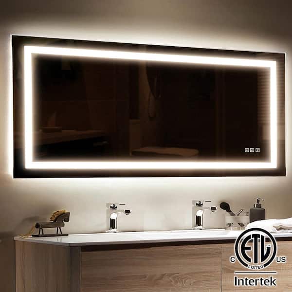 Fractie Migratie accessoires TOOLKISS 72 in. W x 36 in. H Rectangular Frameless LED Light Anti-Fog Wall  Bathroom Vanity Mirror with Backlit and Front Light TK19081 - The Home Depot