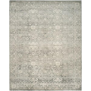 Evoke Silver/Ivory 10 ft. x 14 ft. Distressed Floral Speckles Area Rug