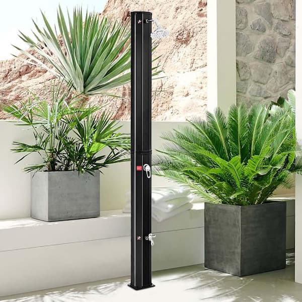 7.2 ft. Outdoor Solar Heated Hot and Cold Shower Adjustable Shower Head with Base