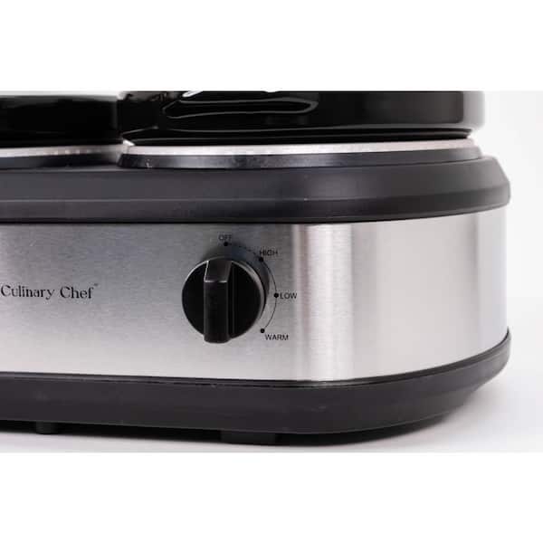 7.5 qt. Triple Slow Cooker-Stainless Steel in Black