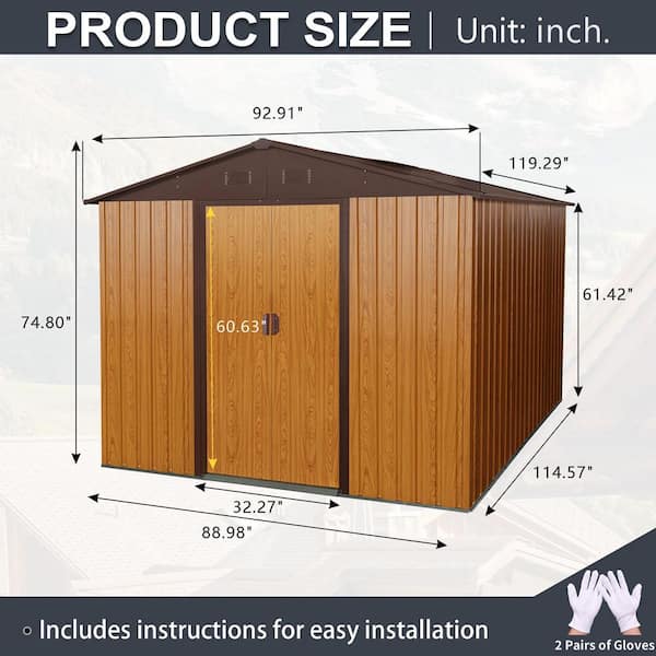 DIEP TALON フレーム ダークブラウン クインサイズ IMAGACFUN Outdoor Storage Shed 8 ft. W x 10 ft. D Metal Shed with