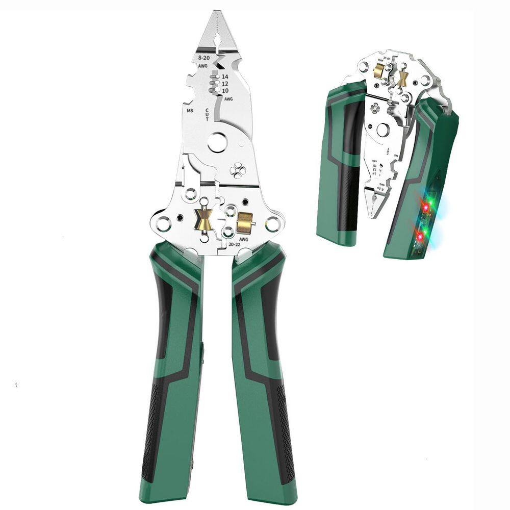 14-in-1 Wire Stripping Pliers with Voltage Tester, Upgraded Electrical Wire Cutters Crimper Tool, Detects 12-250V, Green price history on PriceWatchPro