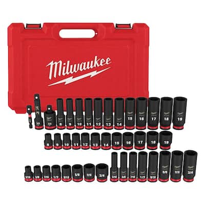 SHOCKWAVE 3/8 in. Drive SAE and Metric 6 Point Impact Socket Set (43-Piece)