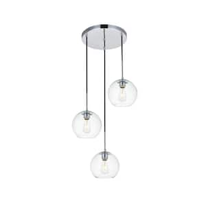 Timeless Home Blake 3-Light Chrome Pendant with Clear Glass Shade