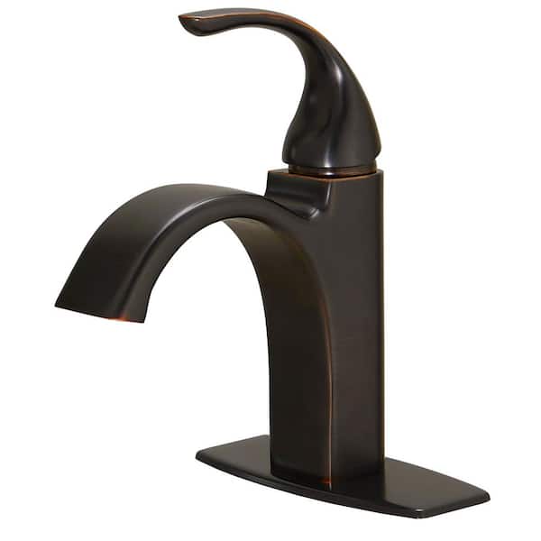 Waterfall Single Hole Bathroom Faucet Single-Handle Bathroom Sink Faucet with Supply Hose and Deckplate in Matte Black