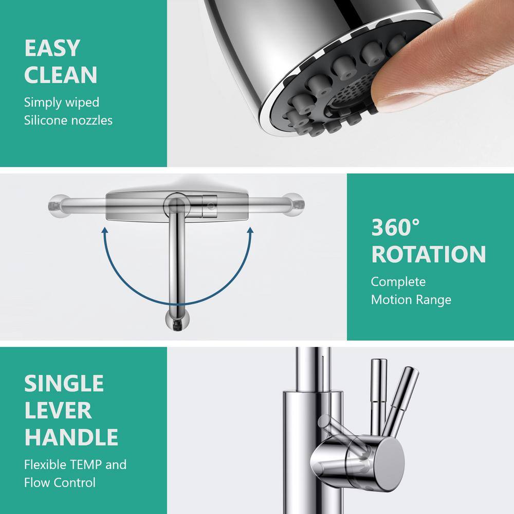 Chrome Pull-Down Kitchen Faucet with Soap Dispenser