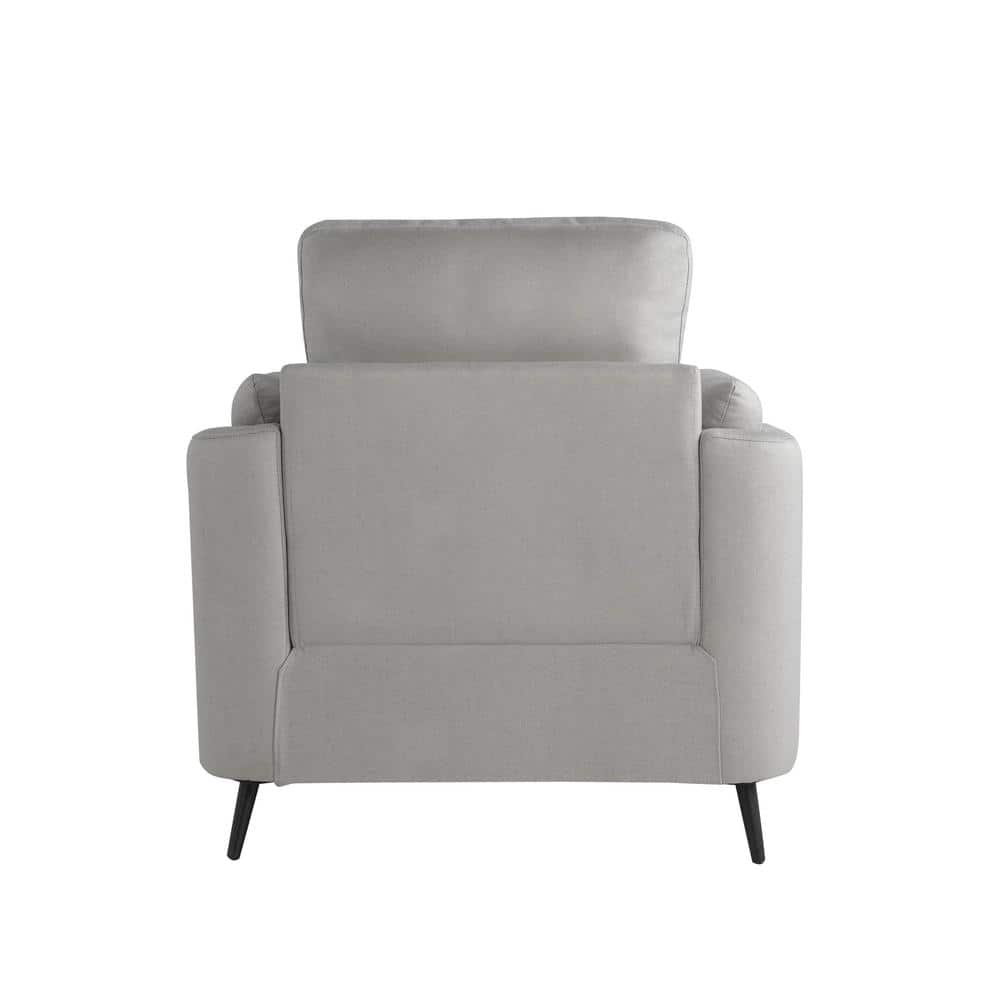 Gray Barrel Accent Chair with Wood Frame and Polyester Upholstery