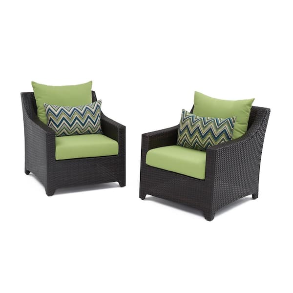 RST BRANDS Deco Patio Club Chair with Sunbrella Gingko Green Cushions (2-Pack)