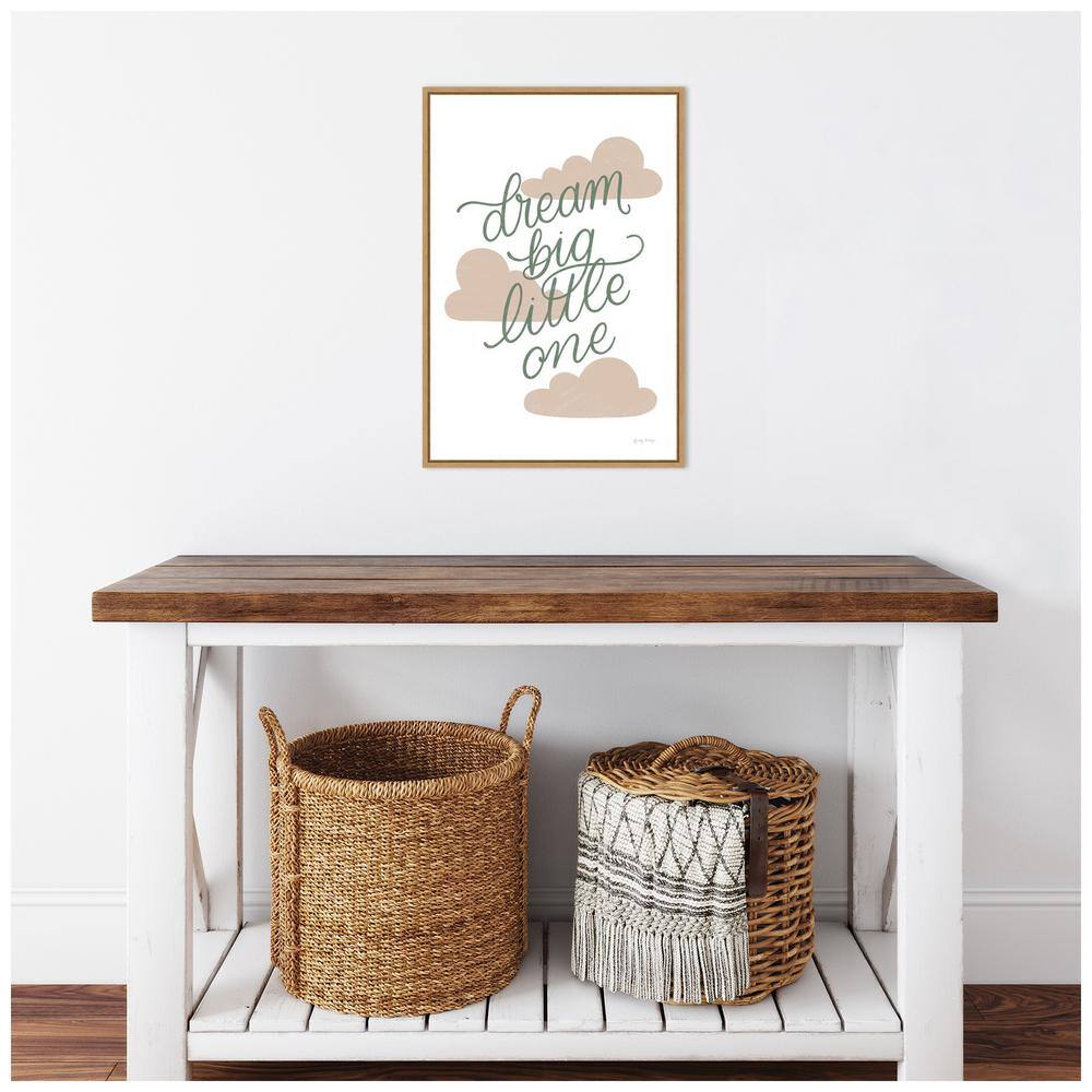Dream Big Little One Beige and Green Canvas Nursery Print