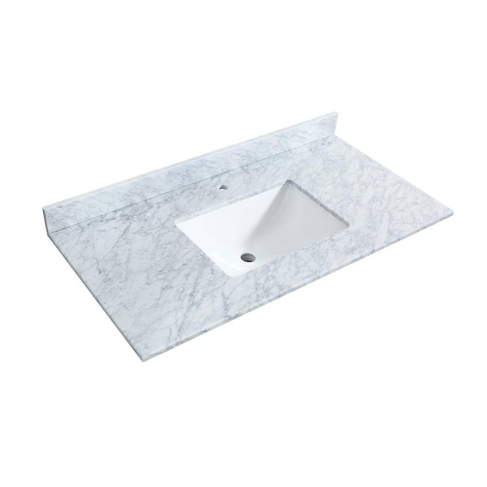 Miranda Green 42'' Freestanding Bathroom Vanity with White Carrara Marble Top