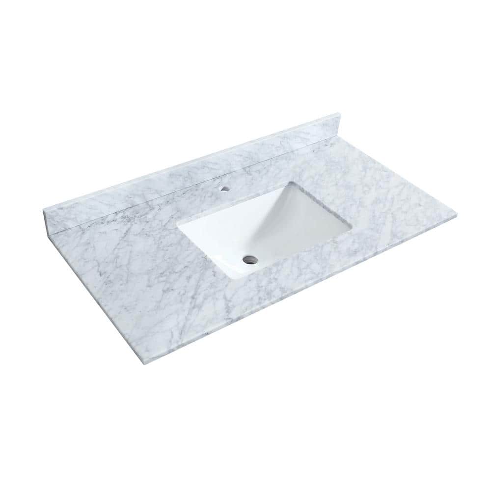 Miranda 42'' Green Single Freestanding Bathroom Vanity with Marble Top