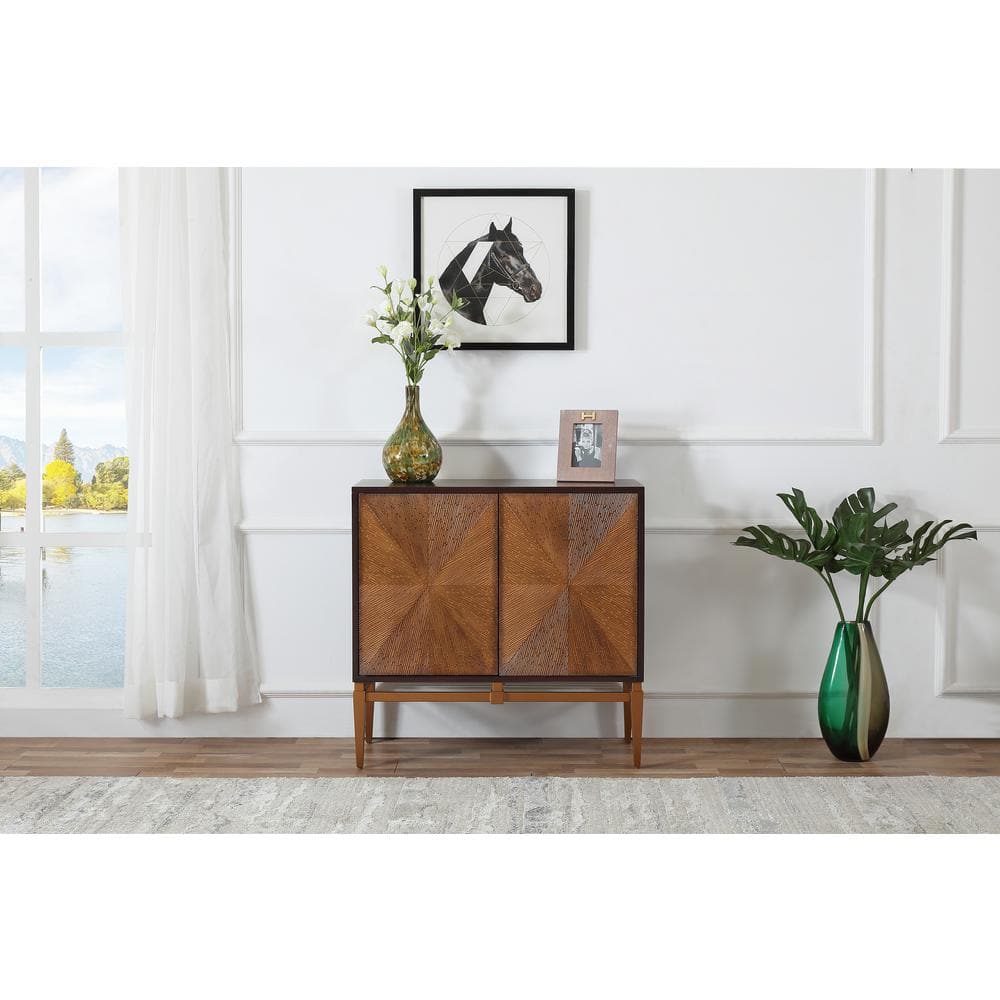 Labardi 36" Brown and Antique Gold Accent Cabinet