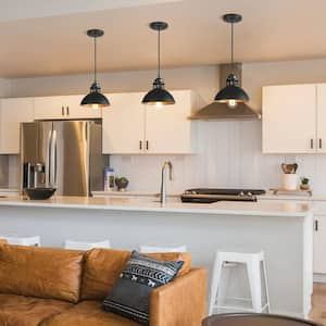 1-Light Industrial Farmhouse Barn Pendant Light Modern Dark Gray Island Bar Pendant Ceiling Light with Metal Dome Shade