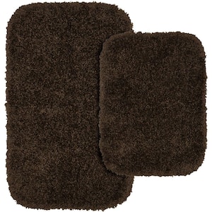 Serendipity Chocolate 21 in. x 34 in. Washable Bathroom 2-Piece Rug Set