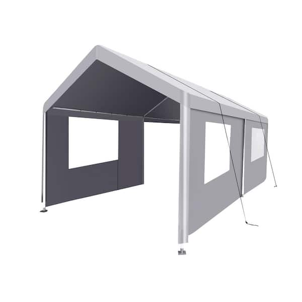 Unbranded 20 ft. W x 9.5 ft. D x 9.2 ft. Grey Roof Metal Carport Heavy Duty Portable Carport Garage Tent LT 668