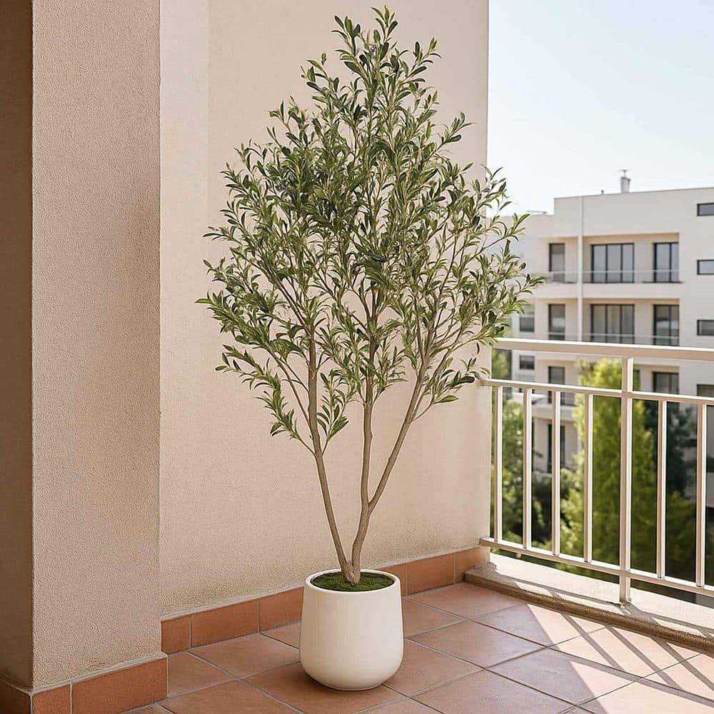 VIVATREES 7 ft. Artificial Olive Tree Faux Olive Plant Realistic