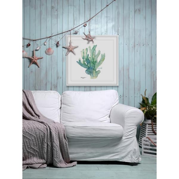 Unbranded 48 in. H x 48 in. W "Green Coral in Watercolor" by Glenda Roberson Framed Printed Wall Art