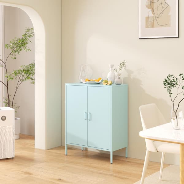 Unbranded Blue 39.96''H x 31.5'' W x 15.75''D Metal Steel Vertical Storage Locker File Cabinet Adjustable Shelves and Two Doors