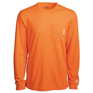 Base Plate Men's Medium PRO Orange Long Sleeve Pocket Work T-Shirt