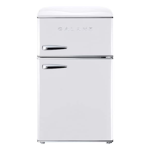 Galanz 3.1 cu. ft. Retro Mini Fridge with Dual Door True Freezer in Milkshake White