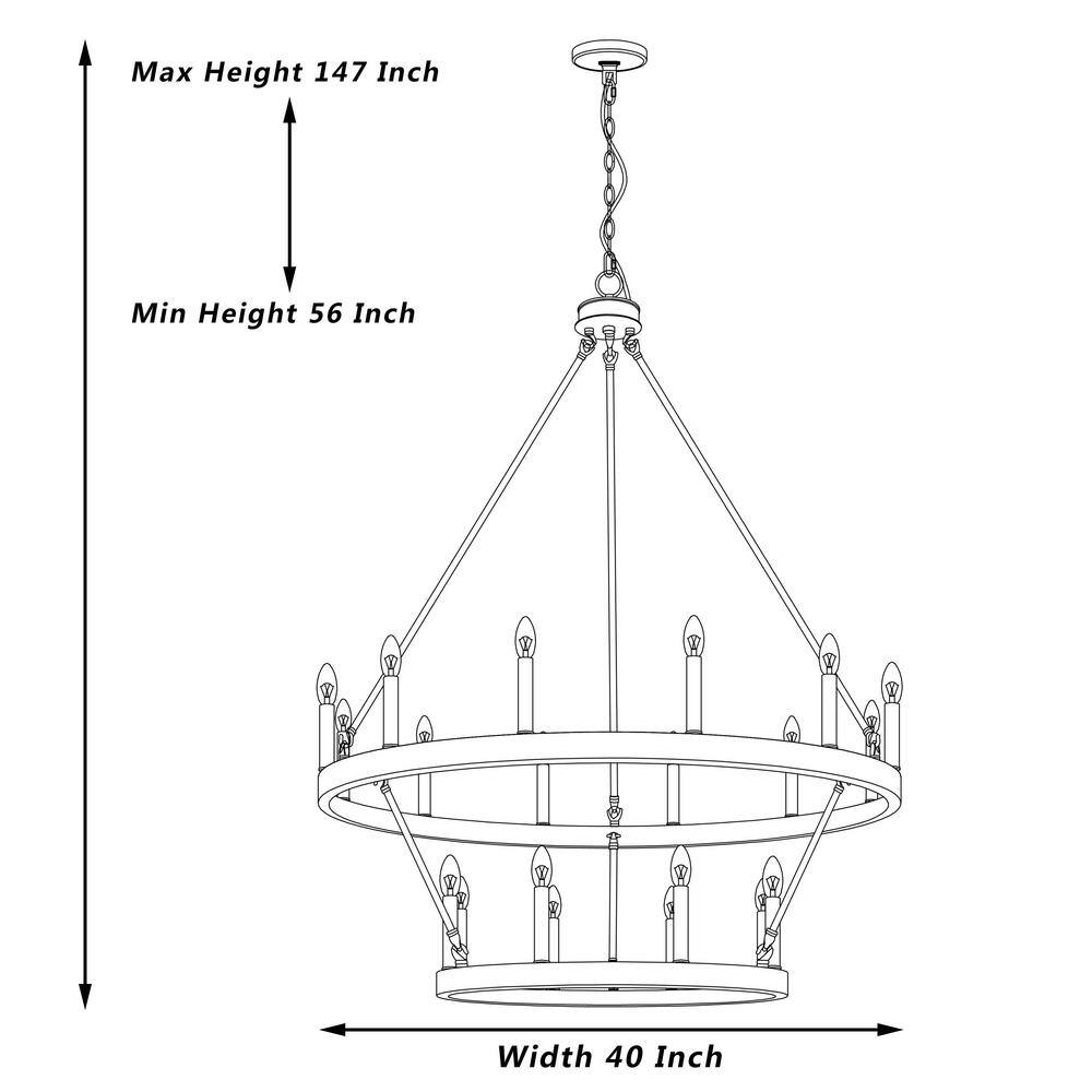 Rustic Black and Brass Dust 20-Light Wagon Wheel Chandelier