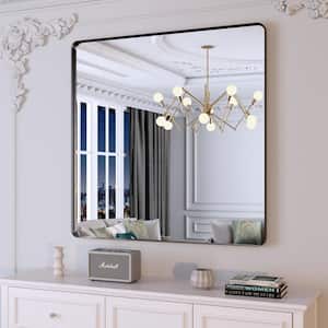 36 in. W x 36 in. H Large Rectangular Framed Wall Mounted Bathroom Vanity Mirror in Black