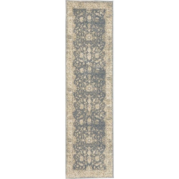 Home Decorators Collection Old Treasures Blue/Cream 2 ft. x 7 ft. Runner Rug