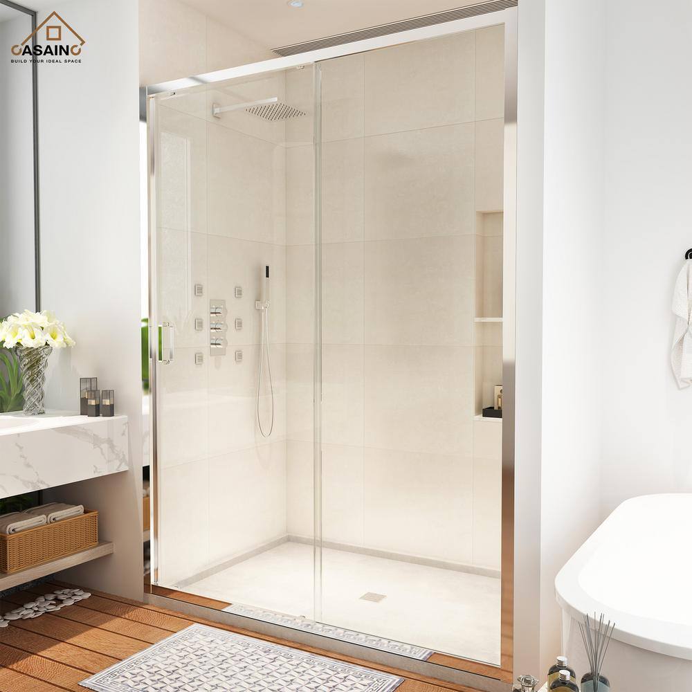 Chrome 48" x 72" Framed Single Sliding Shower Door