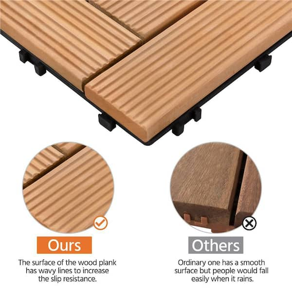 12 x 12 Wood Interlocking Deck Tile Yaheetech Color: Brown