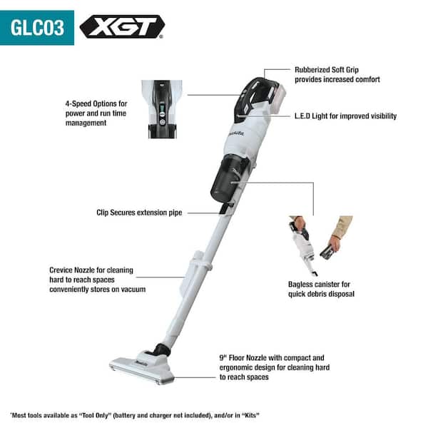 Makita GLC03Z 40V max XGT Brushless Cordless Cyclonic 4-Speed HEPA Filter Compact Stick Vacuum, Tool Only - 2