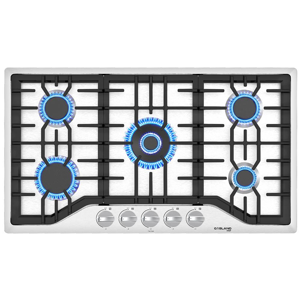36 in. Built-In Gas Cooktop in Stainless Steel with 5-Burner including 36 in. Drop-In Gas Cooker NG/LPG Convertible