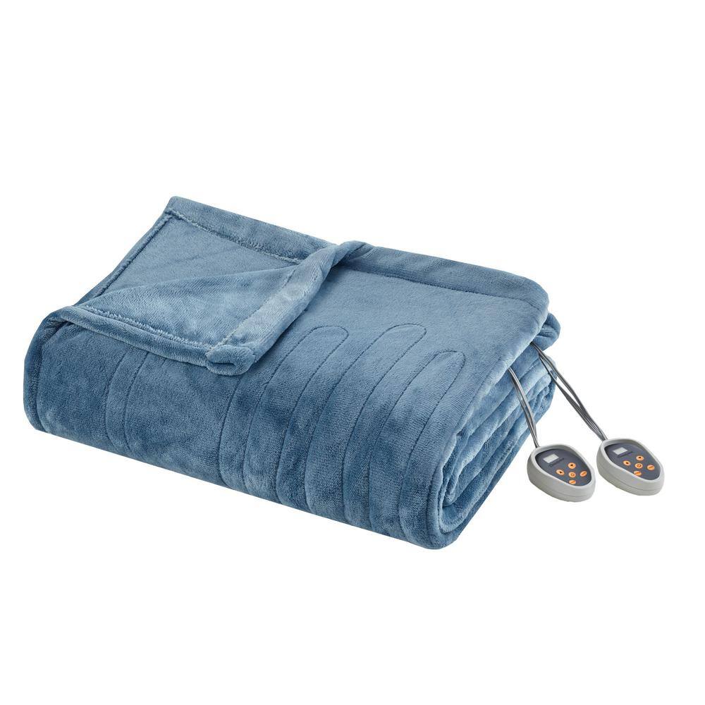 Beautyrest 100 in. x 90 in. Heated Plush Sapphire Blue King