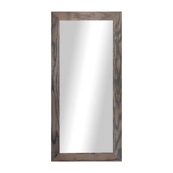 2 in Carbon Grey Frame (30 in. W x 23 in. H) Oak Hardwood Rectangle Wall Mirror