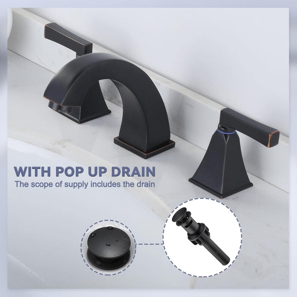 Oil Rubbed Bronze 8-Inch Widespread Double Handle Bathroom Faucet