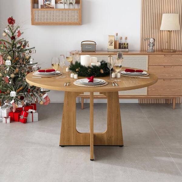 1-Piece 47.24 in. W x 47.24 in. D x 29.92 in. H Ancient Oak MDF